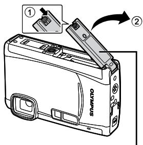 OLYMPUS Μ TOUGH-6000 - Insérer la batterie et la carte xD-Picture Card™ (vendue séparément) dans l'appareil photo - 1