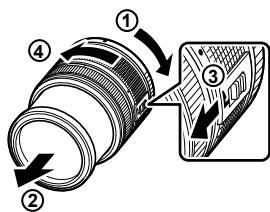 OLYMPUS E-PL5 - Utilisation d'objectifs avec une touche UNLOCK - 1