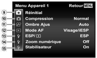 OLYMPUS TG-630 - Menu de réglage - 1