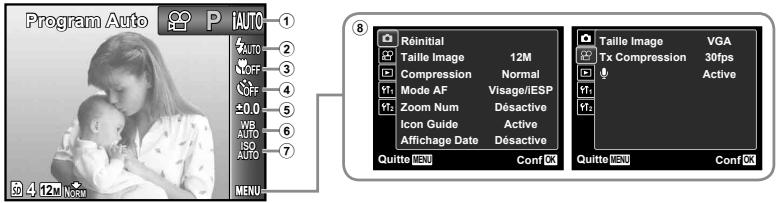 OLYMPUS VG-150,  VG-180 - Index de menus - 1