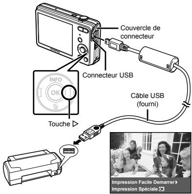 OLYMPUS VG-150,  VG-180 - Allumez l'imprimante puis connectez-la à l'appareil photo. - 1