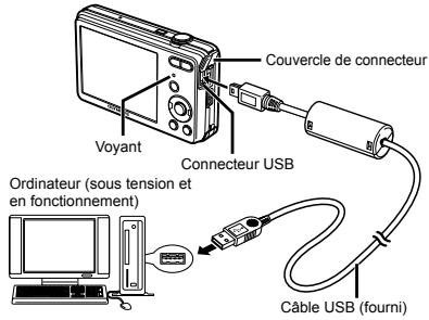 OLYMPUS VG-150,  VG-180 - Connectez l'appareil photo à l'ordinateur. - 1