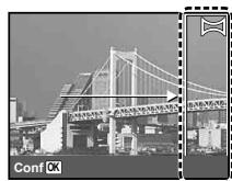 OLYMPUS VG-150,  VG-180 - Appuyez sur le déclencheur pour prendre la première photo, puis cadrez pour la deuxième photo. - 1