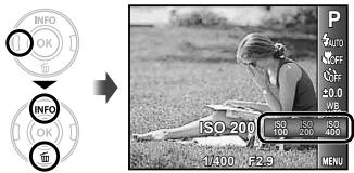 OLYMPUS VG-150,  VG-180 - Sélectionné l'options de réglage ISO dans le menu de fonctions. - 1