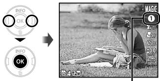 OLYMPUS VG-150,  VG-180 - Appuyez sur  pour aller vers le sous-menu. - 2