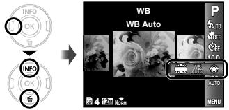 OLYMPUS VG-150,  VG-180 - Sélectionné l'option de balance des blancs dans le menu de fonctions. - 1