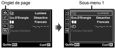 OLYMPUS VG-150,  VG-180 - Appuyez sur  pourmettrelesongletsde page ensurbrillance.Useilisez  pour selectionner la page souhaieteepuis appuyez sur > - 1