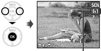 OLYMPUS VG-150,  VG-180 - Utilisez  pour selectionner le mode prise de vue que les yeux adapté à la scène, puis appuyez sur la touche. - 1