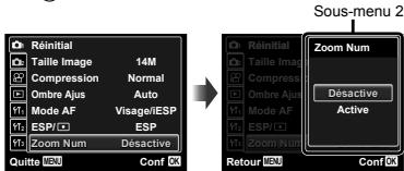OLYMPUS TG - Utilisez △▽ pour sélectionner le sous-menu 1 souhaité, puis appuyez sur la touche OK. - 1