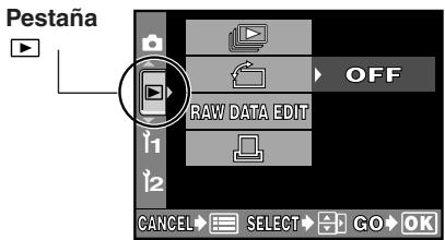 Pestaña OFF RAW DATA EDIT CANCEL SELECT GO OK