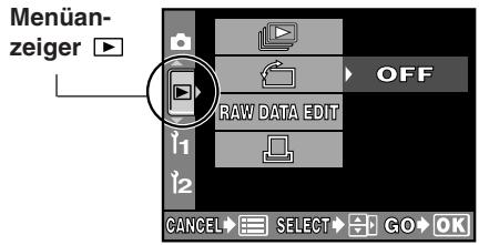 Menüan- zeiger OFF RAW DATA EDIT CANCEL SELECT GO OK