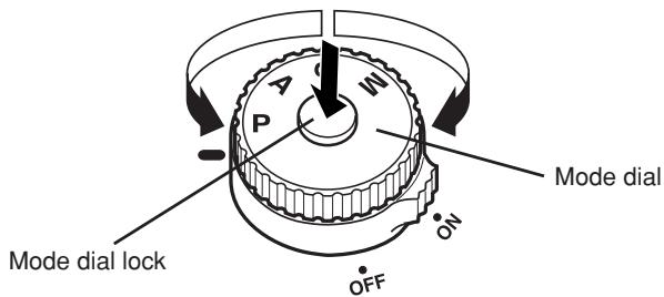 Mode dial lock OFF ON P W Mode dial