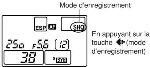 Mode d'enregistrement ESP AF SHQ 250 F 56 [12] 38 s RGB En appuyant sur la touche ← (mode d'enregistrement)