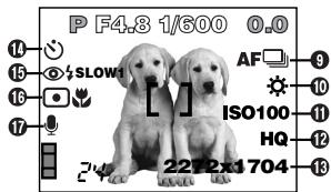 OLYMPUS D-40ZOOM - Indications sur l'écran ACL — Informations de prise de vue - 2