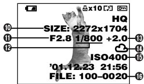 OLYMPUS D-40ZOOM - Information d'affichage d'images fixes - 2