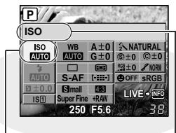 OLYMPUS E-P1 - Déplacez le curseur jusqu'à la fonction que vous souhaitez régler à l'aide de la molette principale et sélectionné des réglages à l'aide de la molette secondaire, puis appuyez sur la touche © - 2