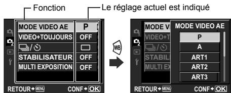 OLYMPUS E-P1 - Utilisez pour sélectionner une fonction et pour acceder à l'écran du réglage - 1