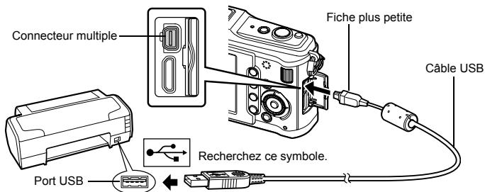 OLYMPUS E-P1 - Mettez l'imprimante en marche et connectez le connecteur multiple de l'appareil photo au port USB de l'imprimante à l'aide du cable USB. - 1