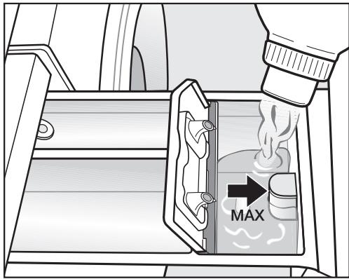 MIELE WKB 120 - Ajout d'adoucissant, de produit d'apprêt ou d'amidon liquide à la fin du programme de lavage - 1