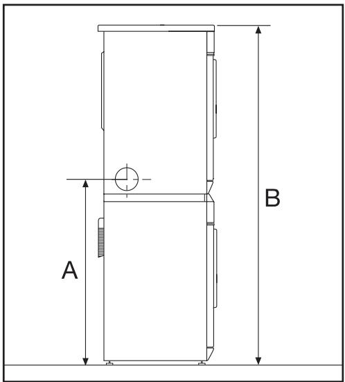 MIELE T8722 - Hauteur des orifices d'évacuation sur une colonne lave-linge/sèche-linge - 1