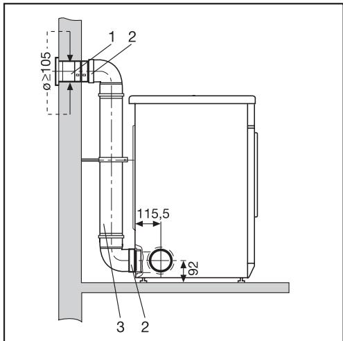 MIELE T8722 - Systeme avec conduit d'évacuation constitué de tuyaux emboîts - 2