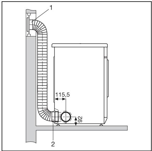 MIELE T8722 - Examples d'installation d'un système avec flexible dévacuation - 1