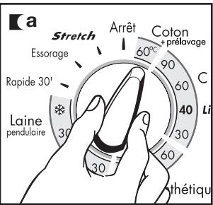 a Stretch Arrêt Coton + prélavage 60° 90 C 60 40 30 Lil 30 30 thétique