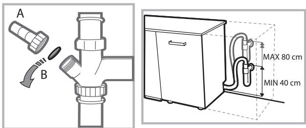 HOTPOINT LSPB 7M116 X EU - Podłączenie węża odprowadzającego wodę - 1