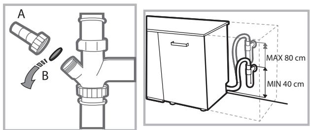 HOTPOINT LSPB 7M116 X EU - Connecting the water outlet hose - 1