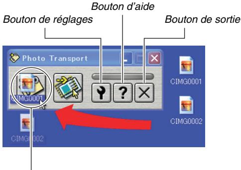 Bouton de réglages Bouton d'aide Bouton de sortie Photo Transport CIMG0001 CIMG0001 CIMG0002 CIMG 002
