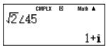 CASIO FX-991ES - Exemples d'affichage des résultats de calculs sous forme de coordonnées rectangulaires (a + bi) - 6