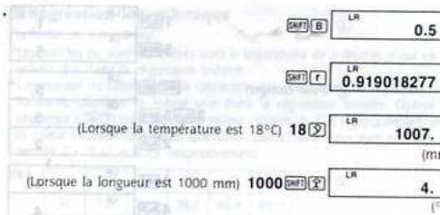 0.5 0.919018277 (Lorsque la température est 18°C) 18 1007. (m) (Lorsque la longueur est 1000 mm) 1000 4.