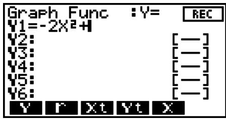 CASIO FX-9860G AU - - Pour modifier -2X^2 + 1 en -2X^2 + 2 (par la surécriture d'une touche ① avec la touche ② ) - 2
