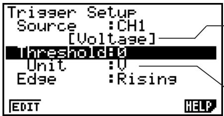 CASIO FX-9860G AU - - To specify the trigger threshold value and trigger edge type - 1