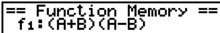 CASIO FX-9860G AU - Exemple Sauvegarder la fonction (A+B) (A-B) dans la mémoire de fonctions 1 - 4