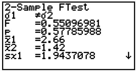 CASIO FX-9860G AU - ■ Test F à 2 échantillons - 3