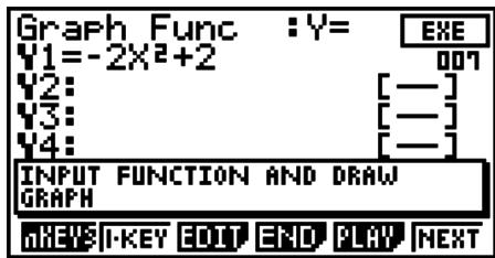 CASIO FX-9860G AU - - Pour modifier -2X^2 + 1 en -2X^2 + 2 (par la surécriture d'une touche ① avec la touche ② ) - 3