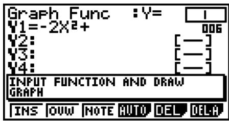 CASIO FX-9860G AU - - Pour modifier -2X^2 + 1 en -2X^2 + 2 (par la surécriture d'une touche ① avec la touche ② ) - 1