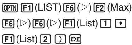 CASIO FX-9860G AU - Exemple Trouver si la liste 1 (75, 16, 98, 46, 56) ou la liste 2 (35, 59, 58, 72, 67) contient la plus grande valeur - 1
