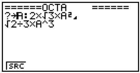 CASIO FX-9860GII SD - Exemple Rechercher la lettre « A » dans le programme nommé OCTA - 3