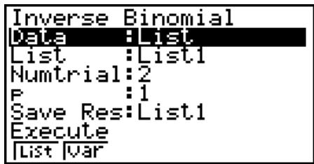CASIO FX-9860GII SD - - Loi binomiale cumulative inverse - 1