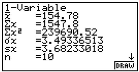 CASIO FX-9860GII SD - ■ Affichage des résultats du calcul d'un graphe à variable unique - 1