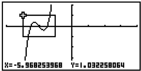 CASIO FX-9860GII SD - Exemple Représenter graphiquement y = (x + 5)(x + 4)(x + 3) , et effectuer un zoom sur cadre. - 1