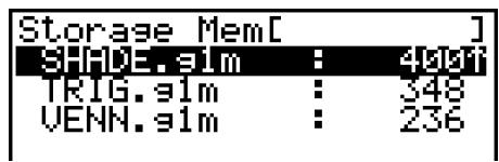 CASIO FX-9860GII SD - Exemple Rechercher tous les fichiers dans la mémoire de stockage dont le nom commence par la lettre « S » - 1