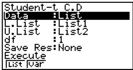 CASIO FX-9860GII SD - - Loi t de Student cumulative - 1