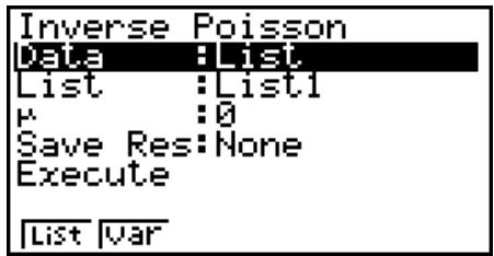 CASIO FX-9860GII SD - - Loi de Poisson cumulative inverse - 1