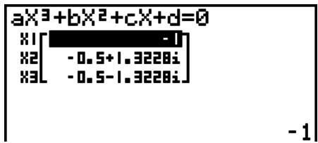 CASIO FX-9860GII SD - Exemple Pour résoudre l'équation cubique (unité d'angle = Rad) - 4