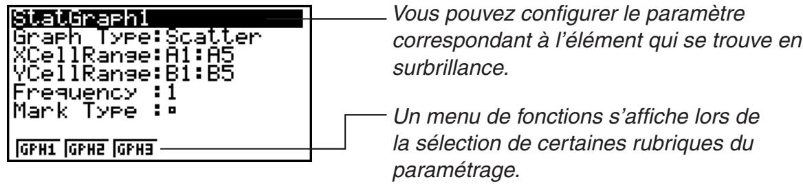 CASIO FX-9860GII SD - - Configuration des paramètres de graphes statistiques - 1