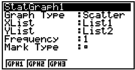 CASIO FX-9860GII SD - - StatGraph (spécification d'un graphe statistique) - 1