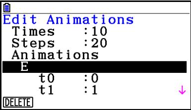 CASIO FX COLOR GRAPH 20 - Exemple : Pendant l'écran d'animation créé avec la procédure décrite sous « Pour tracer un lieu de point », utilisez l'écran Edit Animations pour modifier l'animation - 8